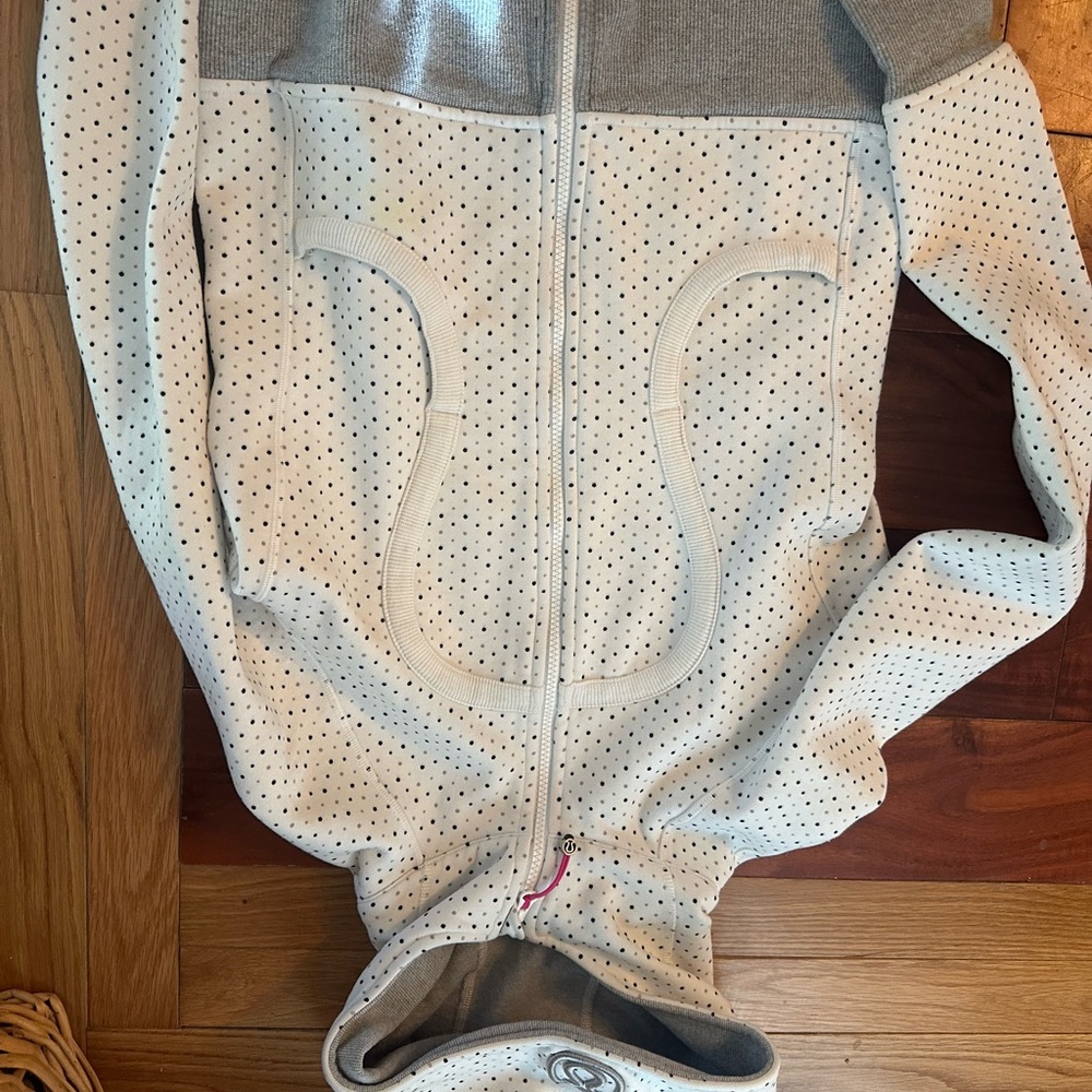 Gray and White Zip-Up Hoodie